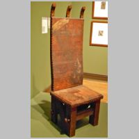 Chair designed by William Morris, decorated by him and Dante Rossetti at Delaware Art Museum, photo Smallbones.JPG