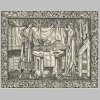 Illustration for The Works of Geoffrey Chaucer,1896, page 483. Pictures designed by Edward Burne-Jones (Wikipedia).jpg