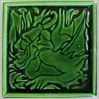 Voysey, designed green glazed tile, pot, photo on invaluable.com,.jpg